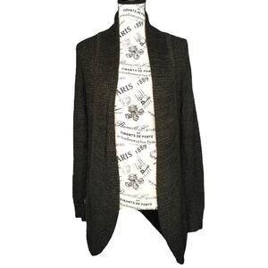 Market & Spruce (XS) Tabatha Waffle Knit Cotton Blend Cocoon Cardigan Olive
